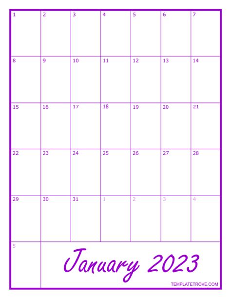 Blank Monthly Calendar Printable 2023
