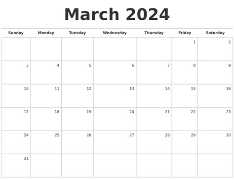 Calendar March 2024 UK with Excel, Word and PDF templates