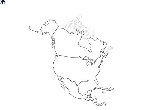 Printable Blank North America Map with Outline, Transparent Map