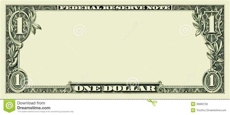 Blank One Dollar Bill Template