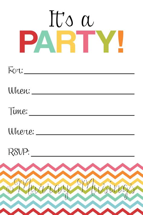 Blank Printable Birthday Invitations