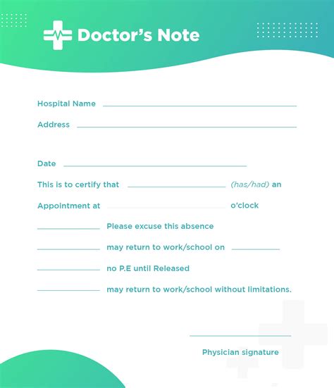 Blank Printable Doctors Note For Work