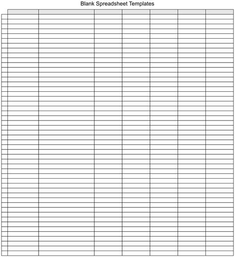 Blank Printable Spreadsheet Free