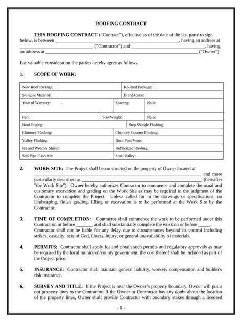 Roofing Contract Template 8+ Download Free Documents in PDF