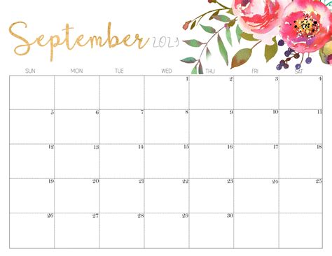 Blank September Calendar