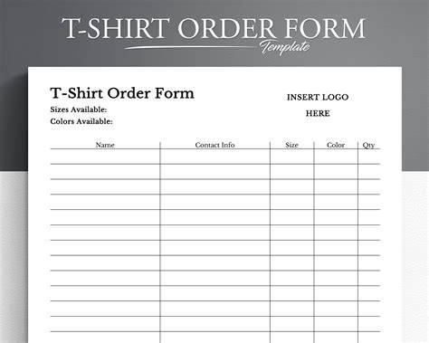 free t shirt order form template download order form sample t shirt