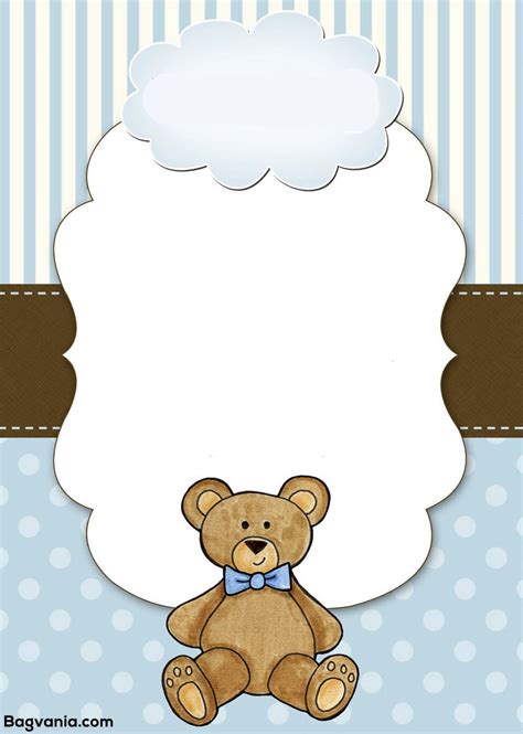 Blank Teddy Bear Invitation Template Free