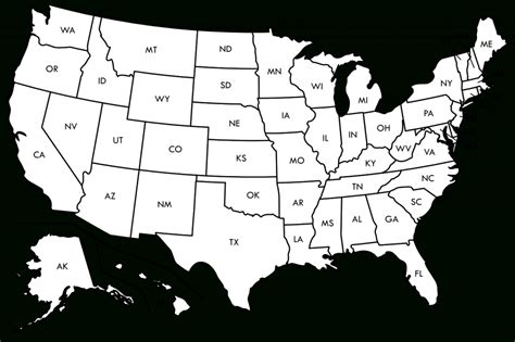 Blank Map Of American Cities (50 States) Blank Us Map Black Borders