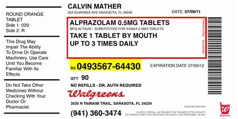 Blank Walgreens Prescription Label Template