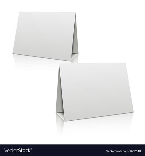 Blank White Folded Paper Stand Table Holder Card. 3D Vector Design.. In