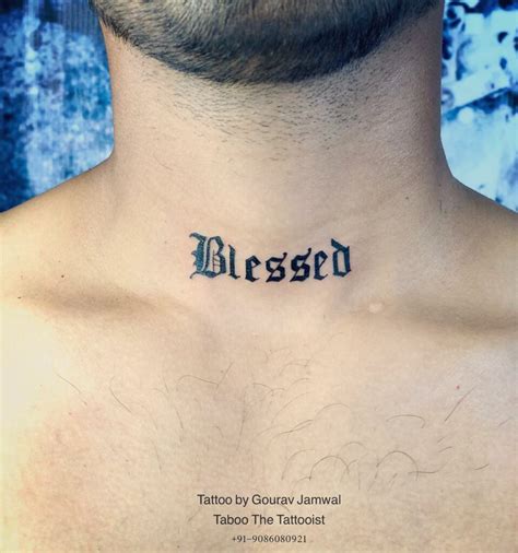Blessed Tattoo On Neck