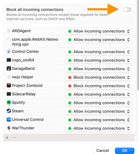 Block Incoming Connections on Mac