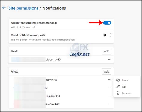 Block Notification Access Requests in Chromium Edge