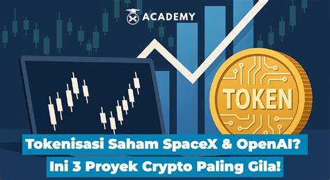 Ilustrasi teknologi tokenisasi saham berbasis blockchain