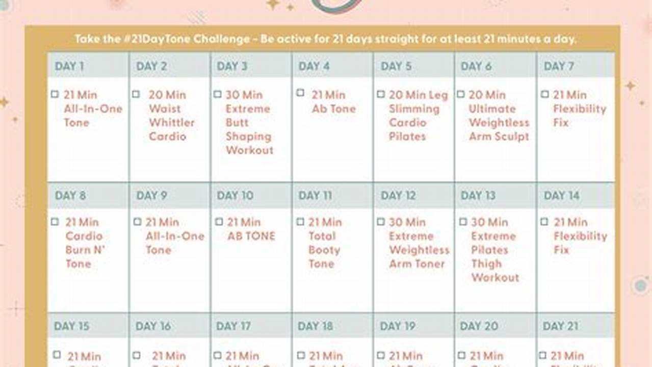 Blogilates 21 Day Challenge 2025 Calendar Google Drive