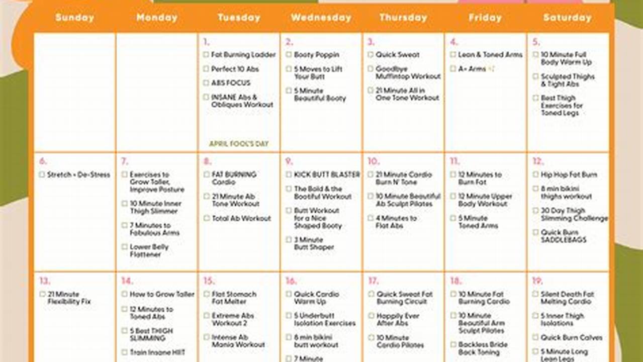 Blogilates April 2025 Calendar Google