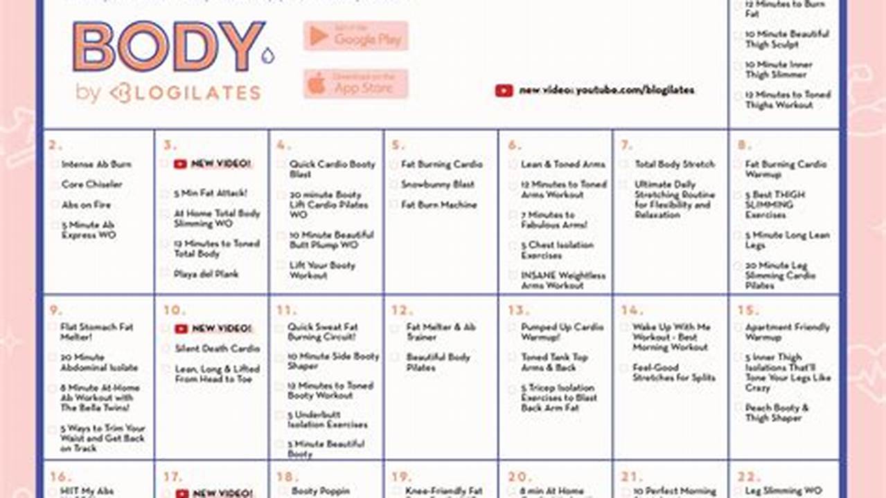 Blogilates Calendar July 2025