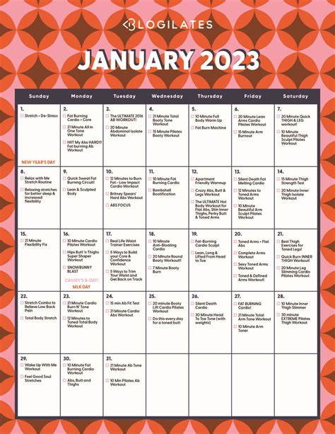Blogilates January 2022 Calendar September Calendar 2022