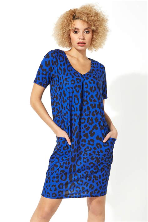 Blue Leopard Print Dress