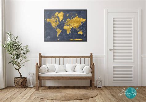 Blue And Gold World Map(10870WM) Tapeedikodu.ee