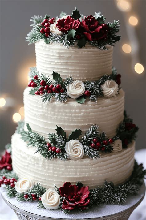 Blue Christmas Wedding Cake