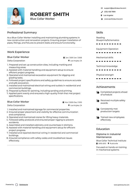 Blue Collar Resume Sample