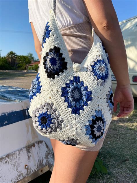 Blue Crochet Bag
