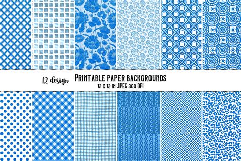 Blue Digital Paper - Blue Patterns