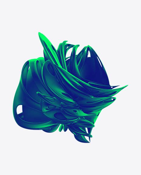 Blue Green Abstract Object 3D PNG