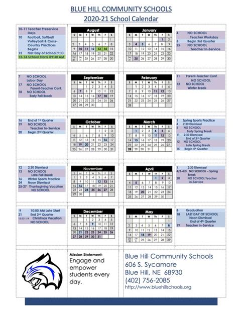 Blue Ridge Academy Calendar