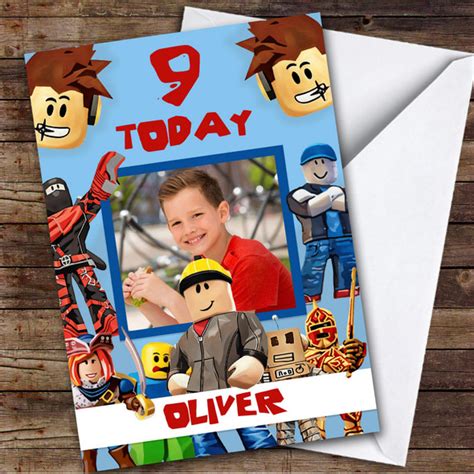 Blue Roblox Personalised Birthday Card - The Card Zoo