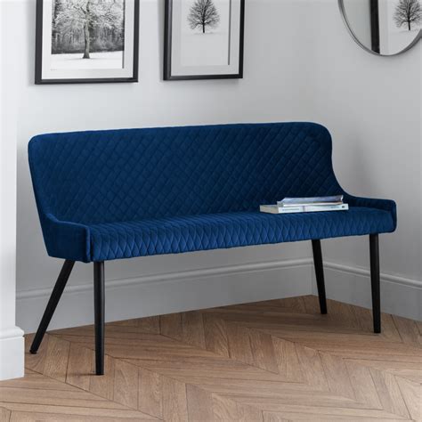 Blue Velvet Bench Dining Room Decor