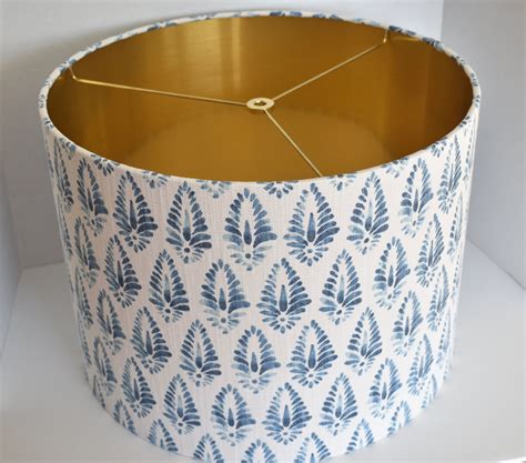 Blue drum lamp shade with a pattern