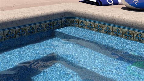 Professional blue mosaic pool liner installation