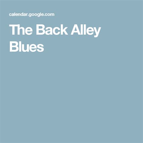 Blues Alley Calendar
