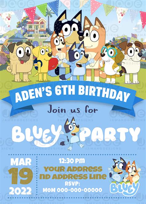 Bluey Birthday Invitation Template Free