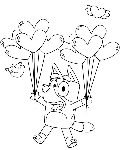 Bluey Valentines Coloring Pages Printable
