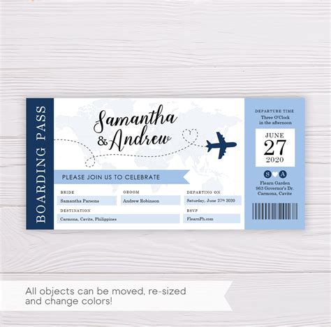 Boarding Pass Wedding Invitation Template