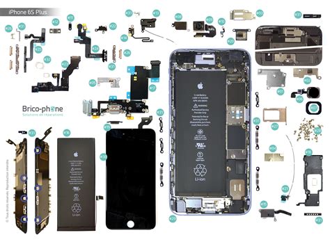 Vue éclatée des pièces détachées de l'iPhone 6S Plus