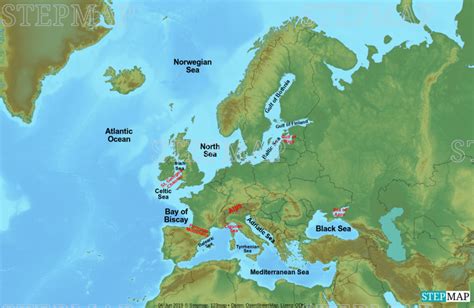 Bodies Of Water In Europe Map