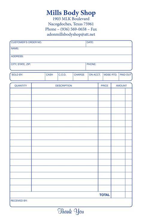 Body Shop Invoice Template Free