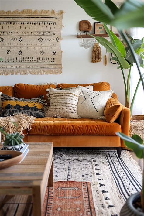 Boho Living Room Textiles and Patterns