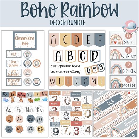 Elevate Your Classroom with our Boho Rainbow Decor Bundle: A Colorful Oasis for Creativity and Learning!