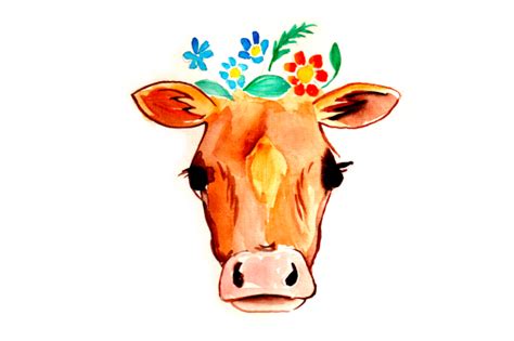 Download Boho Watercolor Cow SVG File - SVG Design Cut Files