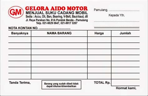 Bon Bengkel Mobil