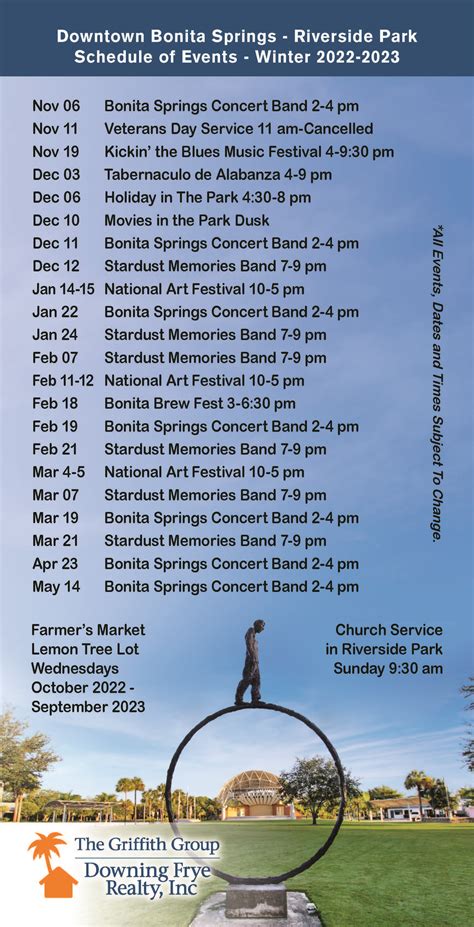 Bonita Springs Riverside Park Calendar