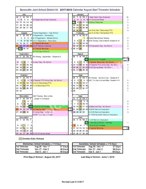 Bonneville District 93 Calendar