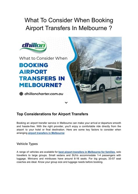 Booking Considerations Airport Transfer