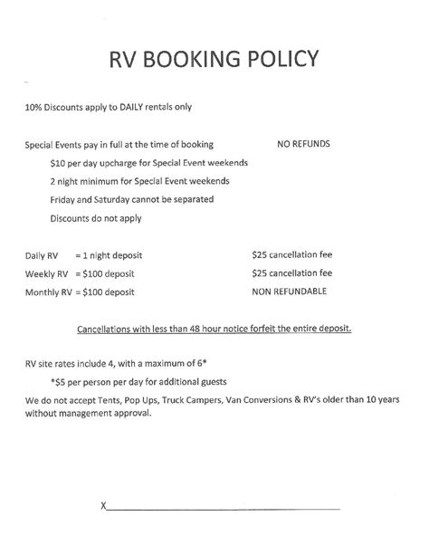 Booking Policy Template