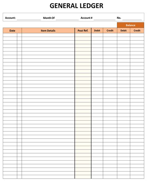 Bookkeeping Ledger Printable